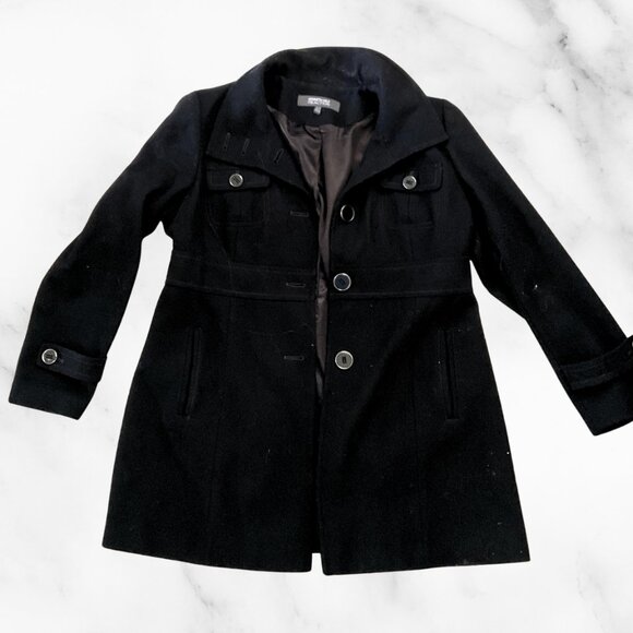 Kenneth Cole Reaction Black Pea Coat - Picture 1 of 4
